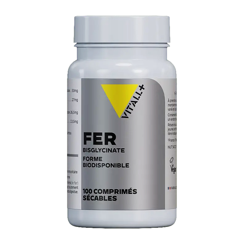 Fer Bisglycinate 27 mg - Réduction de la fatigue - 100 comprimés sécables